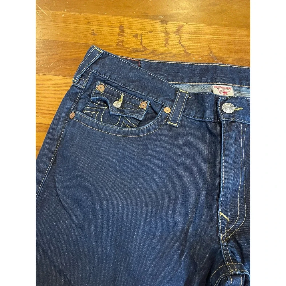 True Religion Jeans Mens 40x32 Ricky Relaxed Straight Leg Stretch Denim Pants